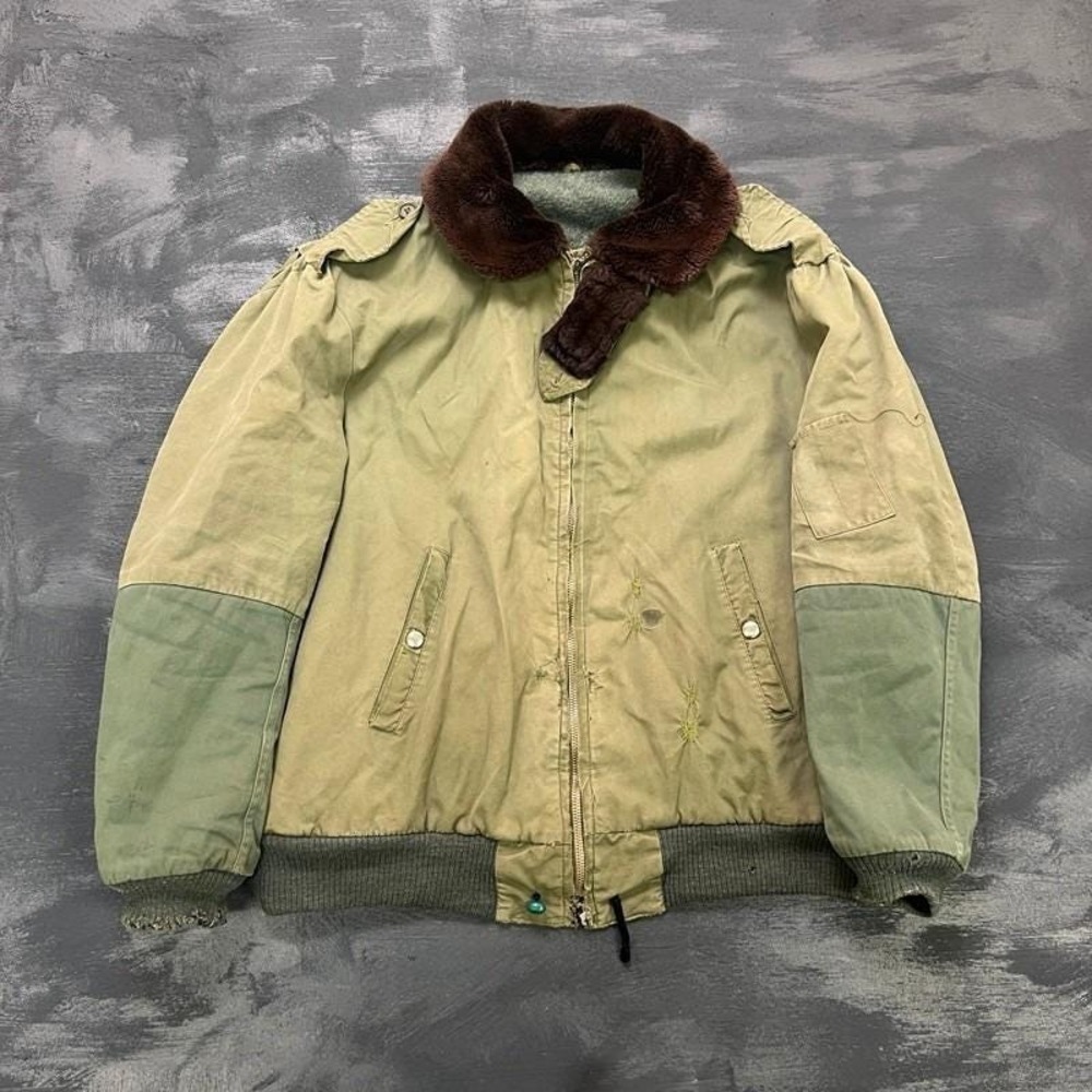 Vintage B-15 Bomber Jacket Mens XL Green 1950s USAF US Army Civilian